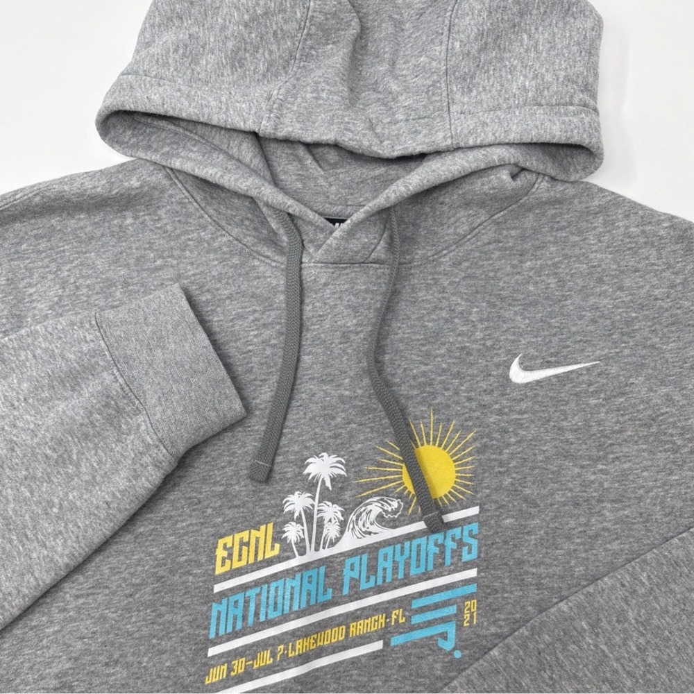 Nike Mens Large ECNL National Playoffs 2021 Hoodie Grey CJ1611-063